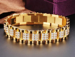 Plain 18 karat Gold Plated Crystal Chain Bracele